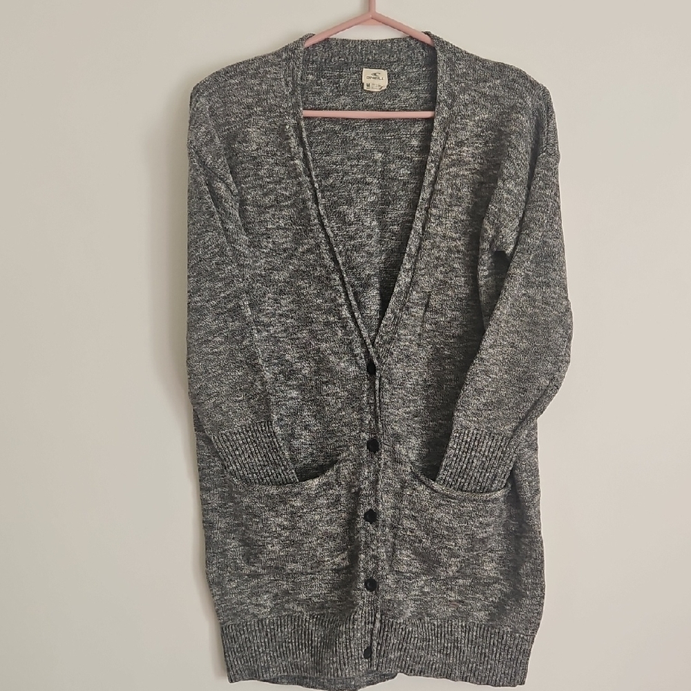 O'Neill Heather Gray Long Button-Front Cardigan